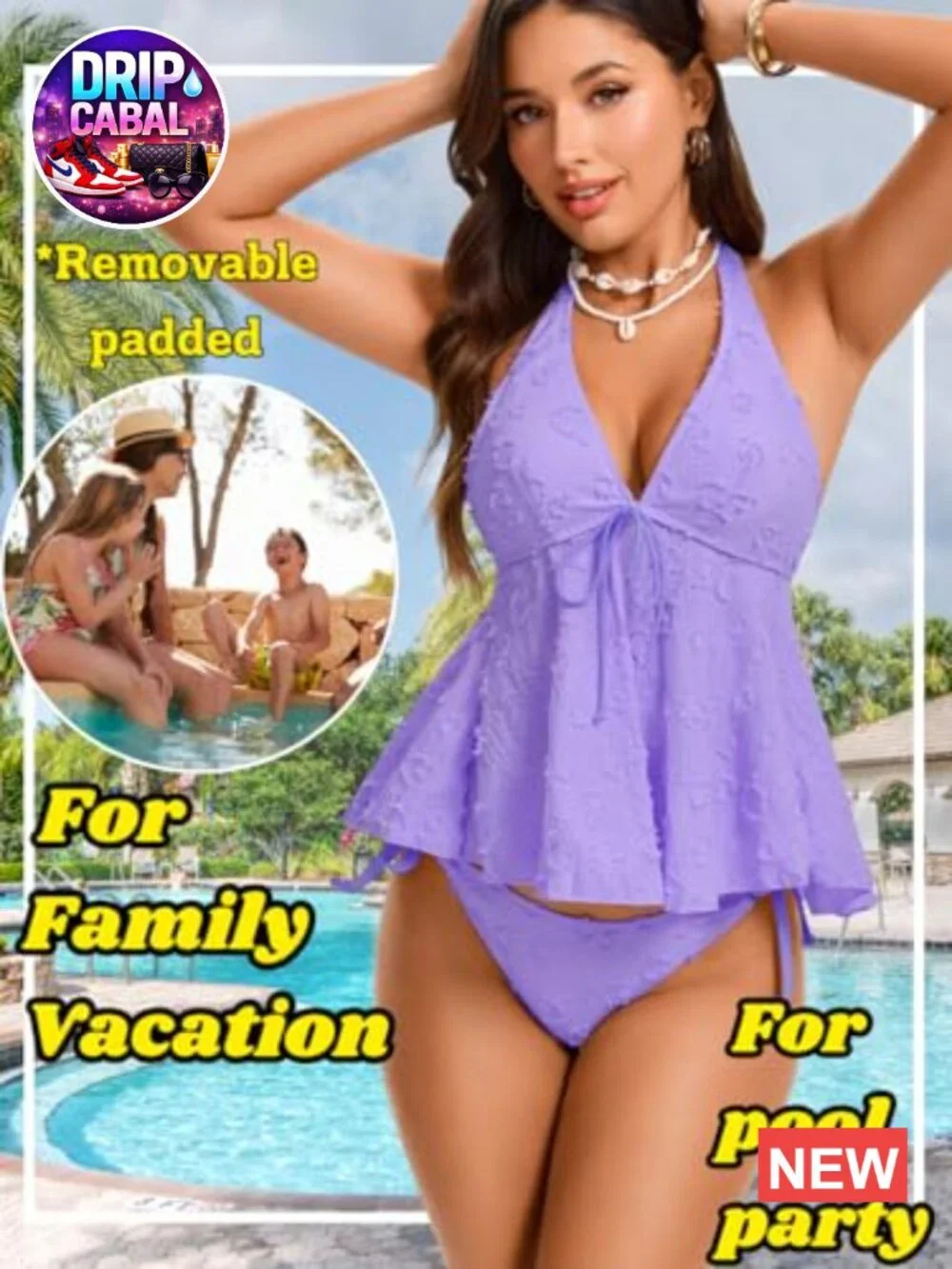 Flowy Tankini Set Halter Top Cheeky Bottom